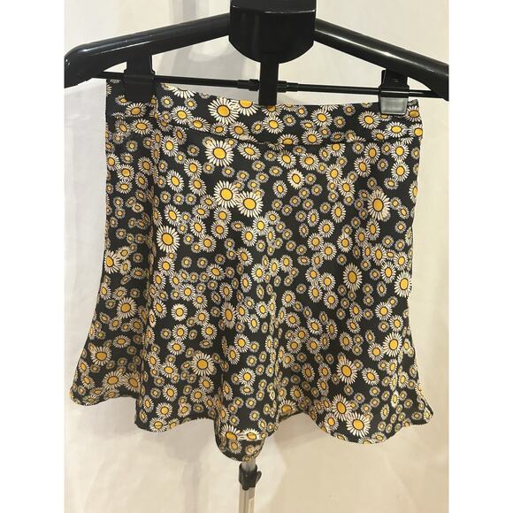 Free People Phoebe Daisy Print Mini Skirt Black Orange Size 2 - Picture 1 of 3